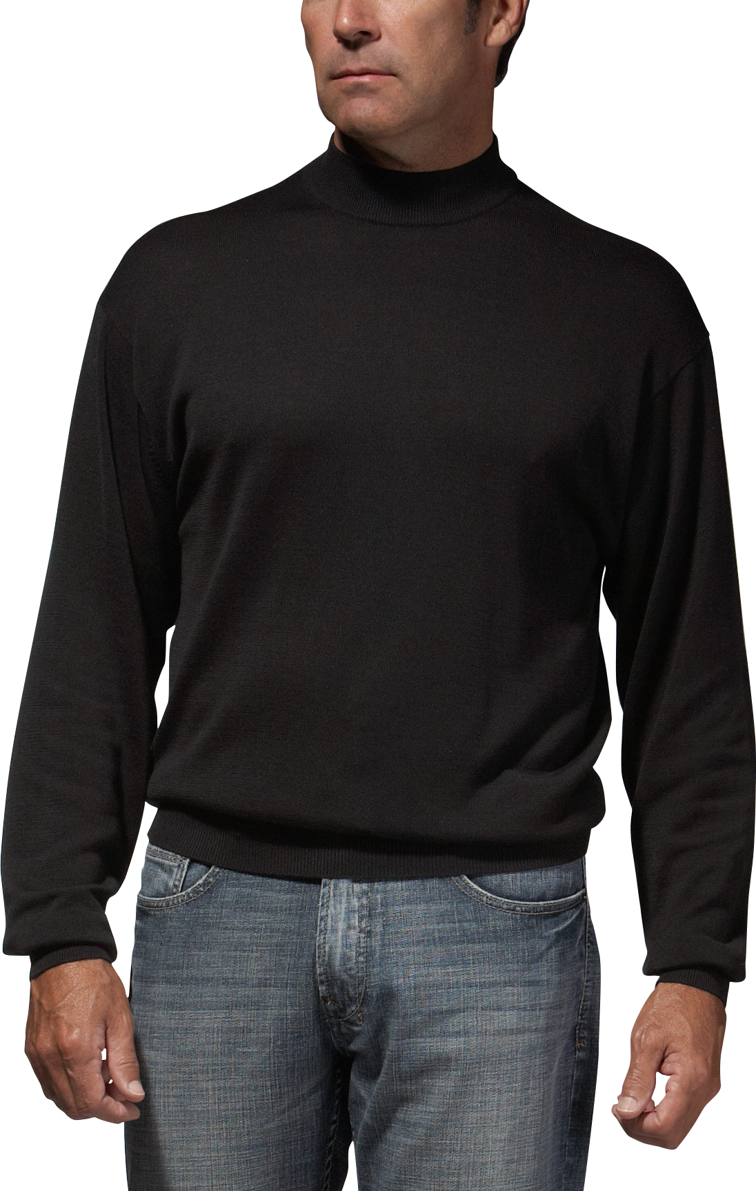 men's short sleeve silk mock turtleneck