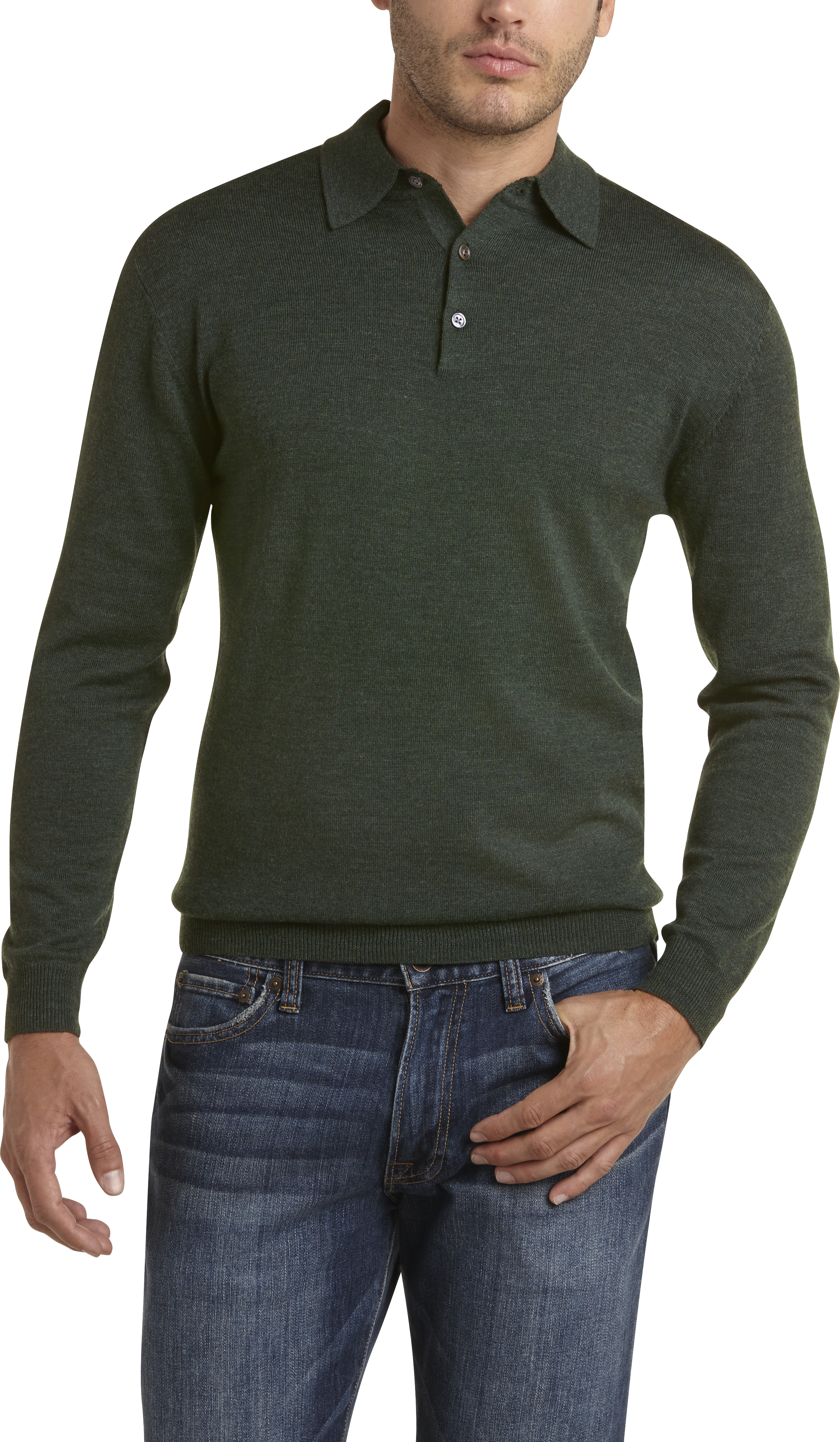 dark green polo sweater