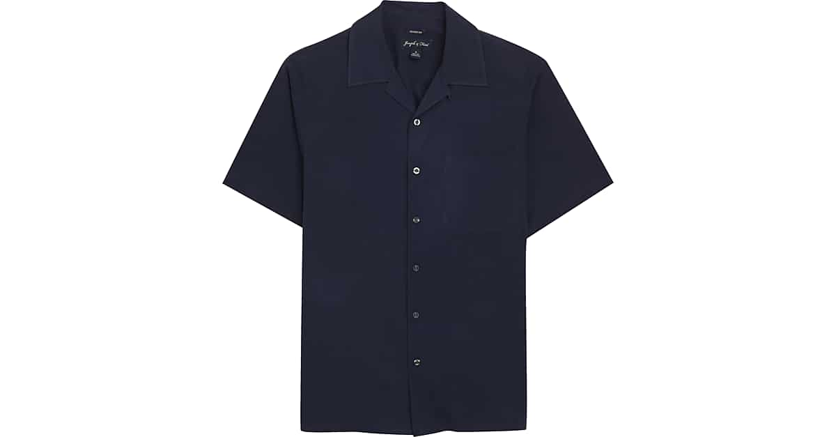 Joseph & Feiss Navy Silk Camp Shirt - Men's Sale | Men's Wearhouse
