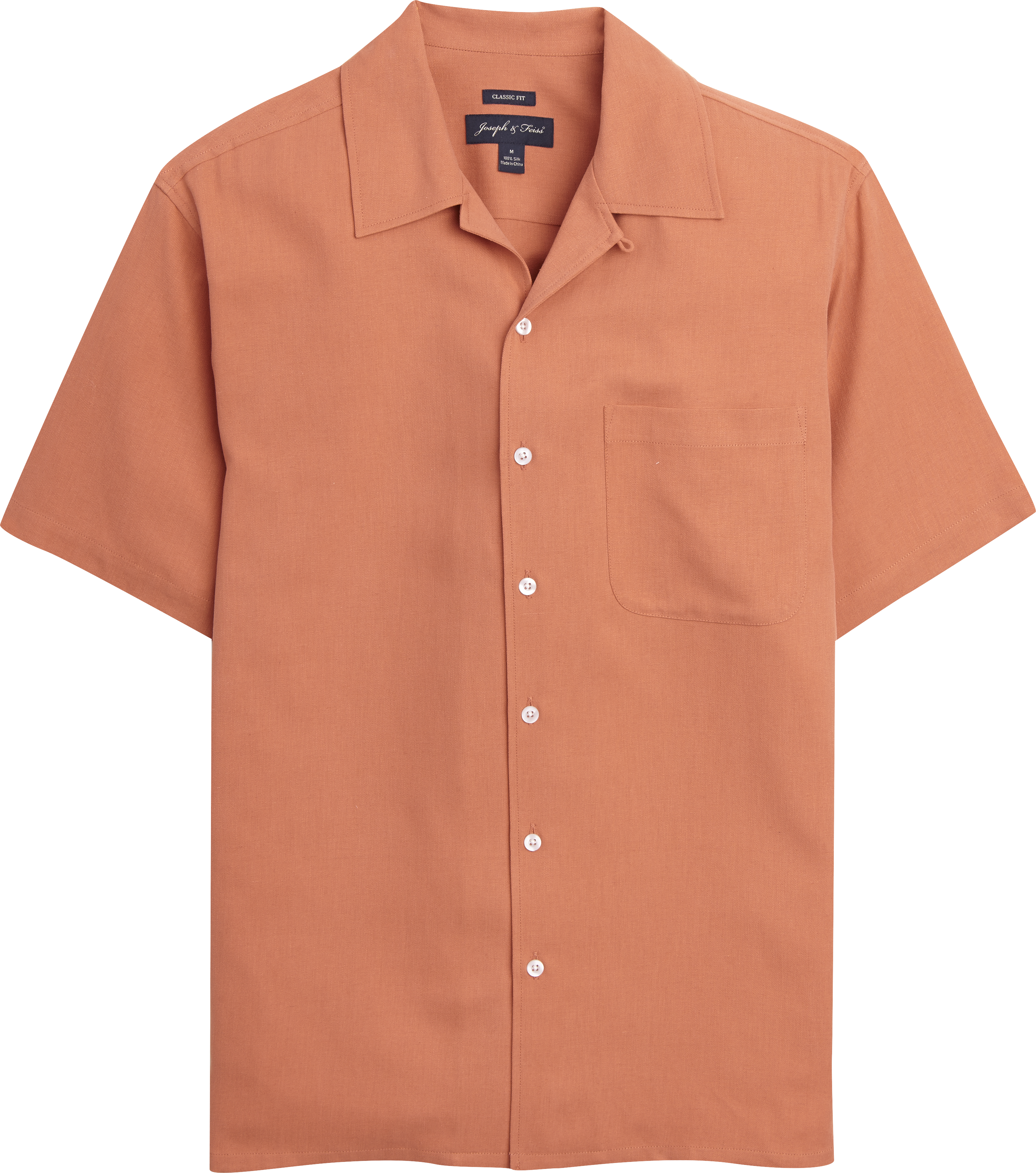 Joseph & Feiss Orange Silk Classic Fit Camp Shirt - Men's Sale | Men's ...