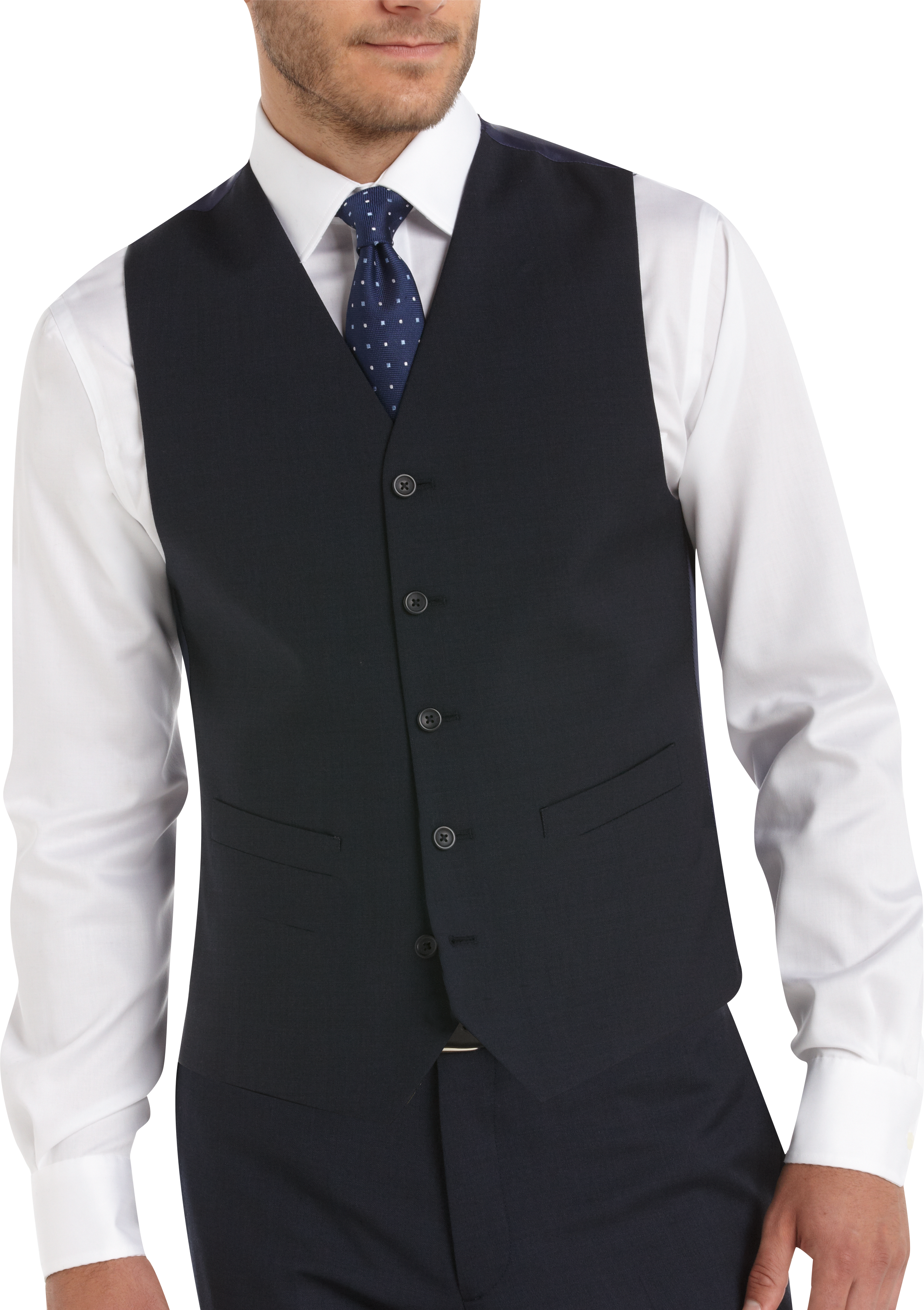 Pronto Uomo Suit Separates Vest, Navy Sharkskin