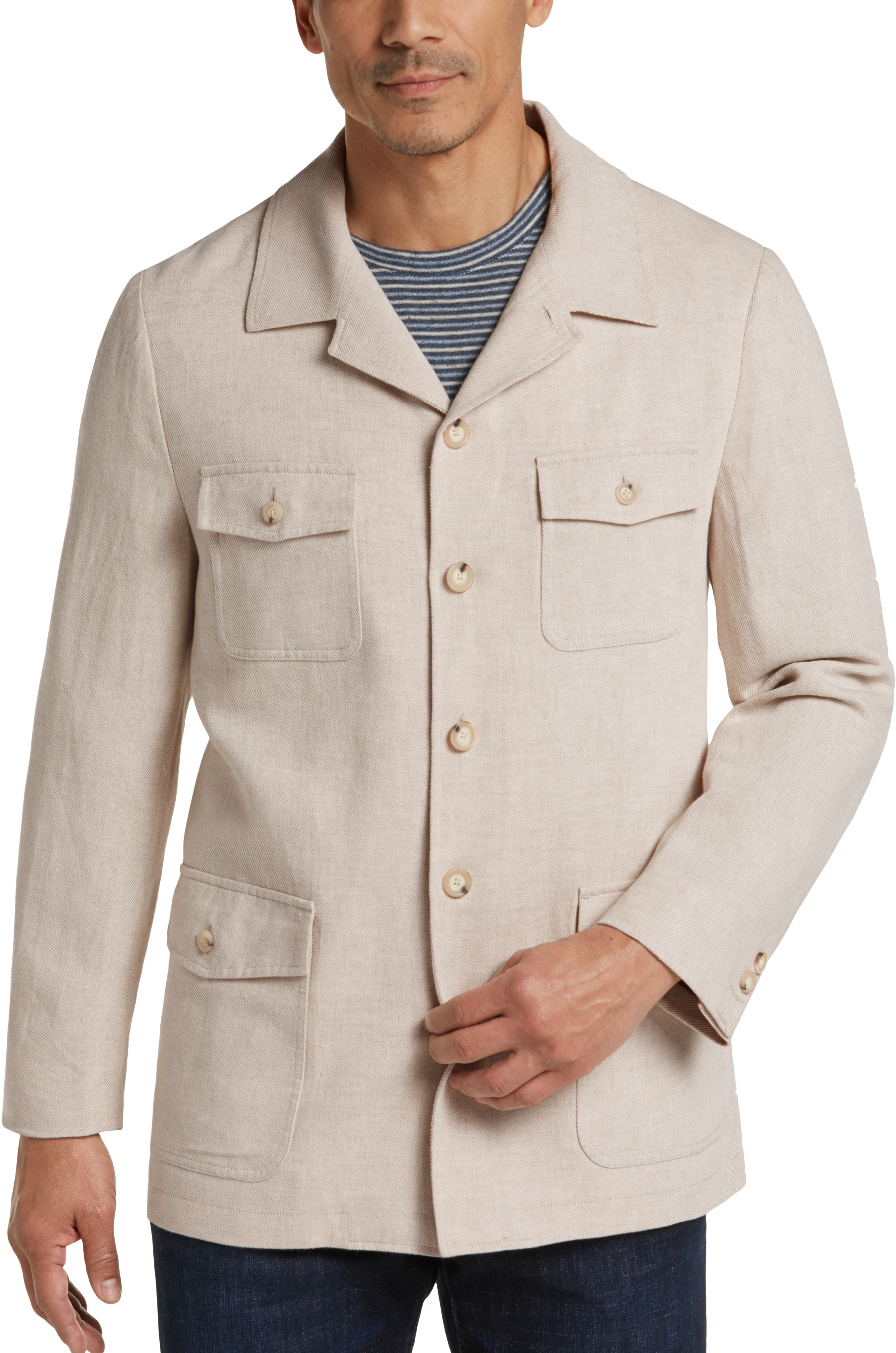 Joseph Abboud Tan Linen & Cotton Modern Fit Casual Coat - Men's Sale ...
