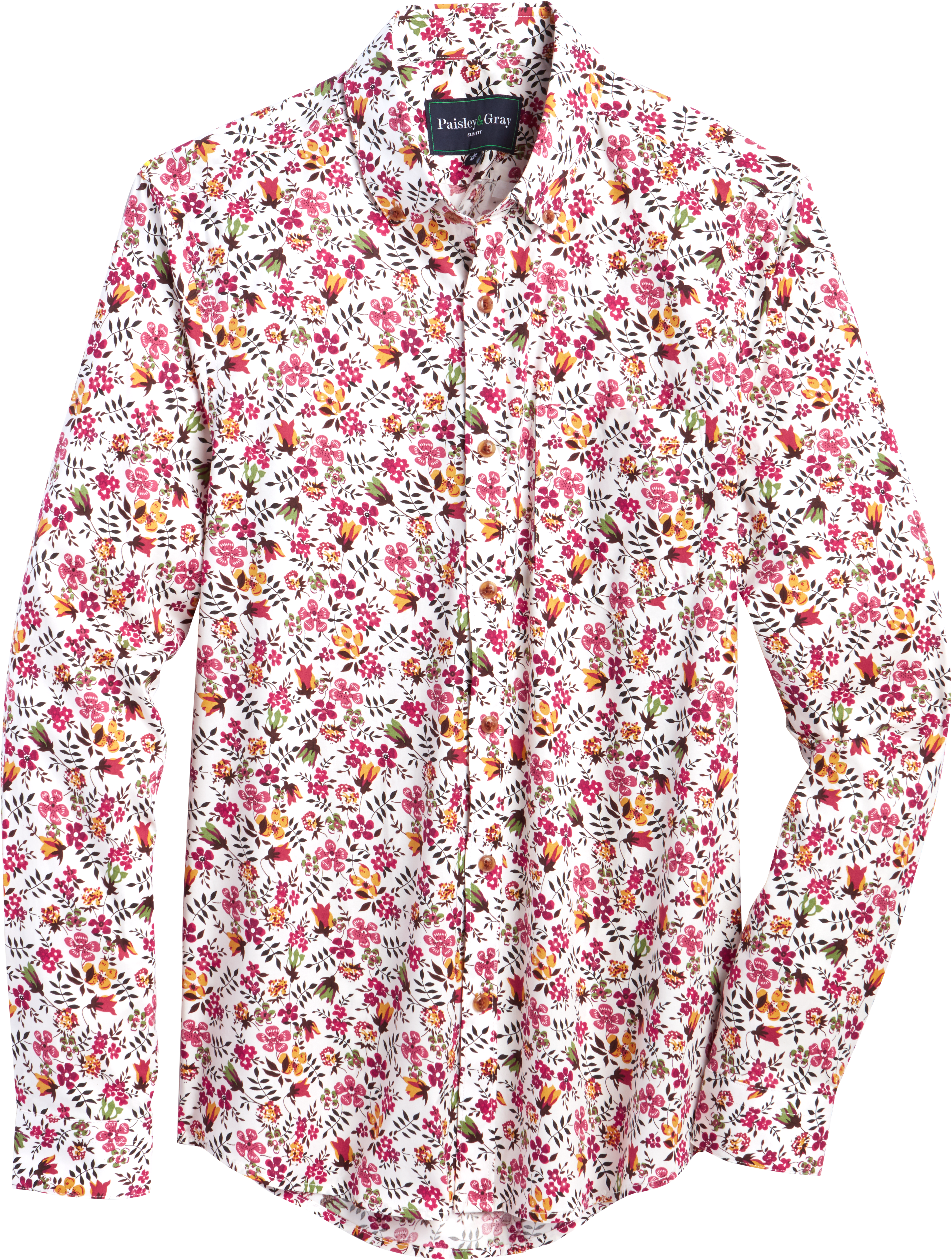 Paisley & Gray Slim Fit Sport Shirt, Raspberry Floral - Men's Sale ...