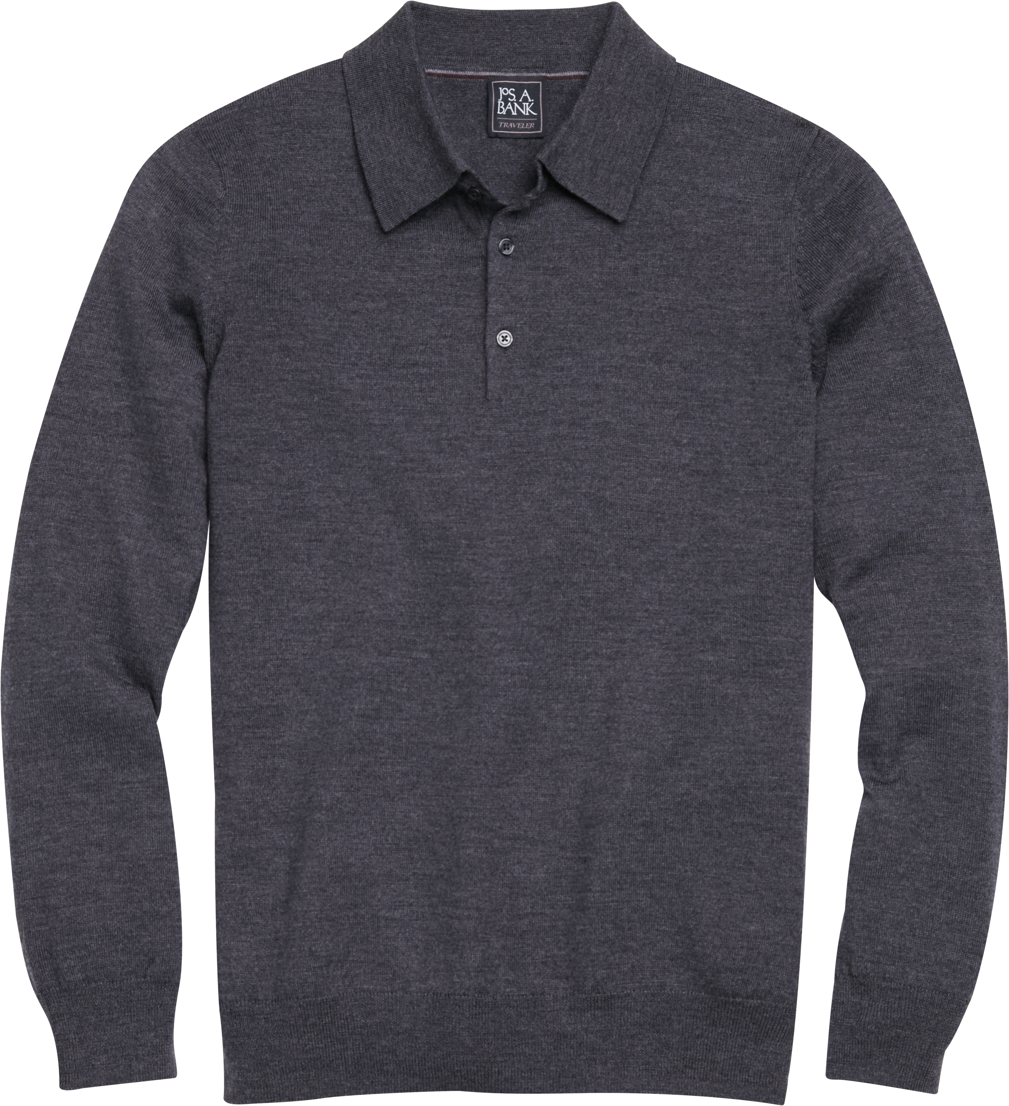 Merino Wool Long Sleeve Polo Sweater 