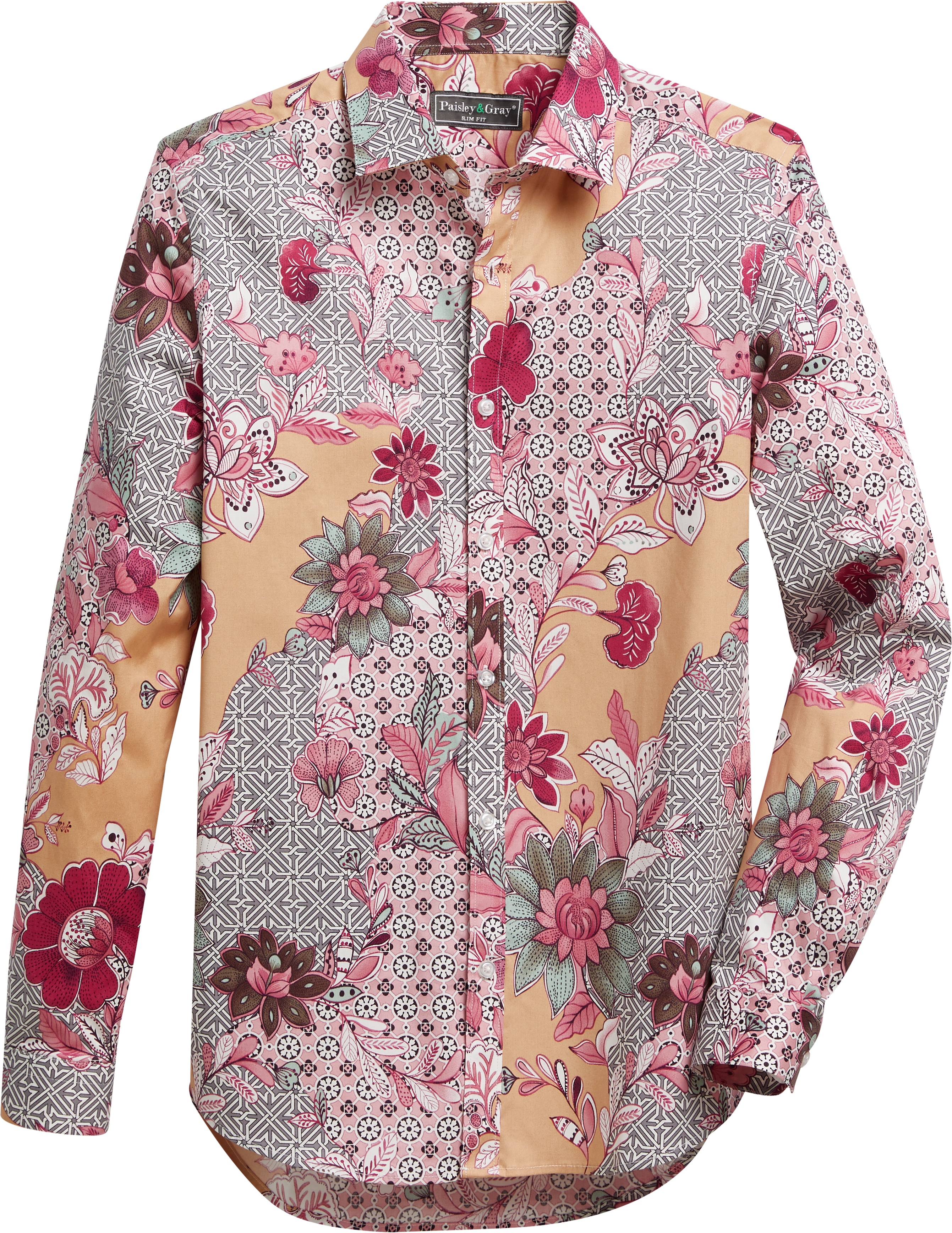 Paisley & Gray Slim Fit Sport Shirt, Rosewood Floral Print - Men's Sale ...