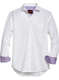 Egara Slim Fit Sport Shirt, White Tattersall Print