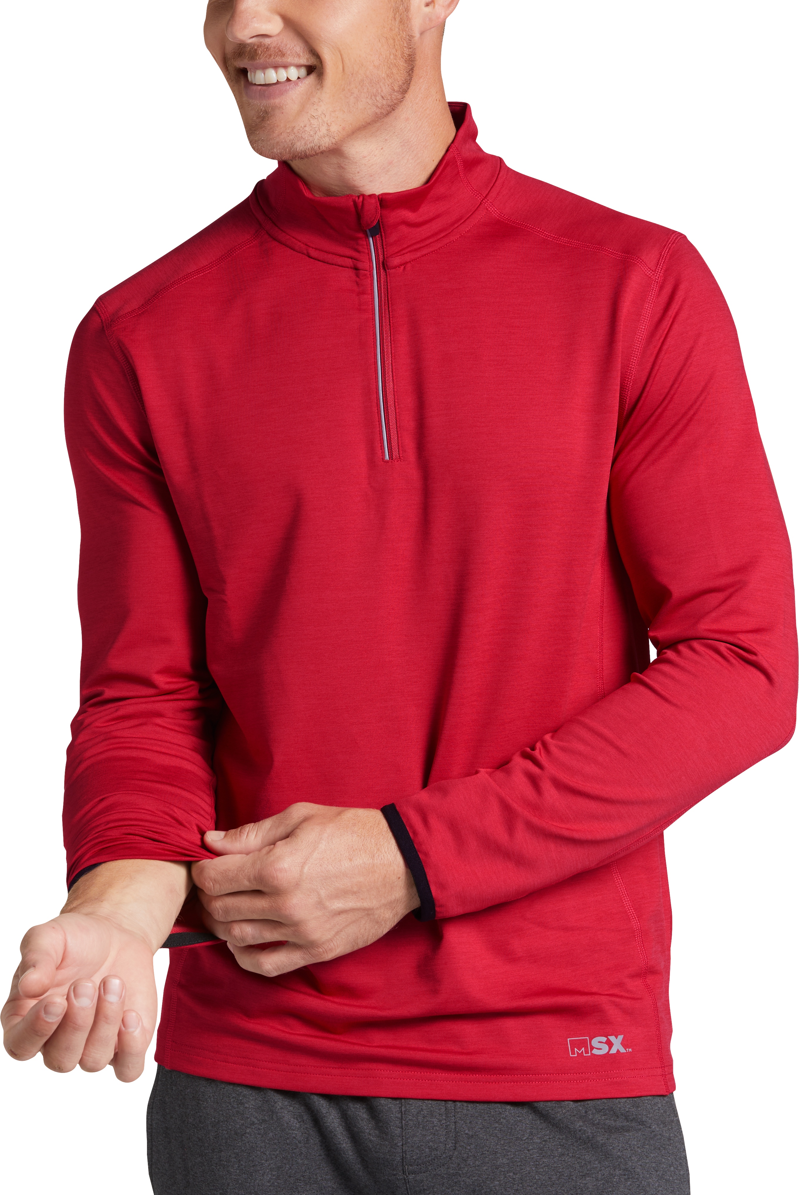 Msx By Michael Strahan Modern Fit 14 Zip Sweater Red Mens Sale 