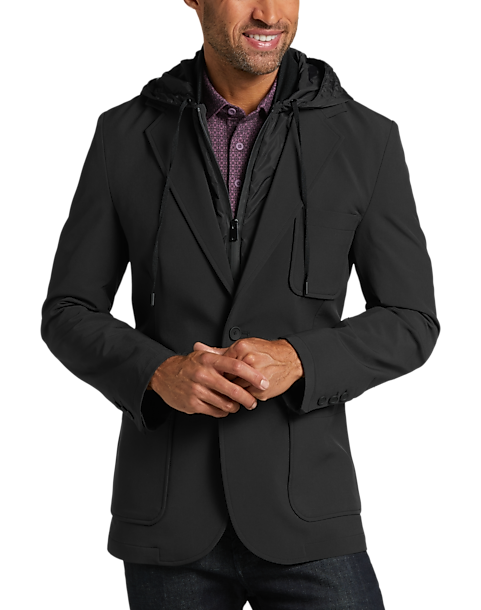 Kenneth Cole Awearness Modern Fit Performance Blazer with Hoodie (Black)