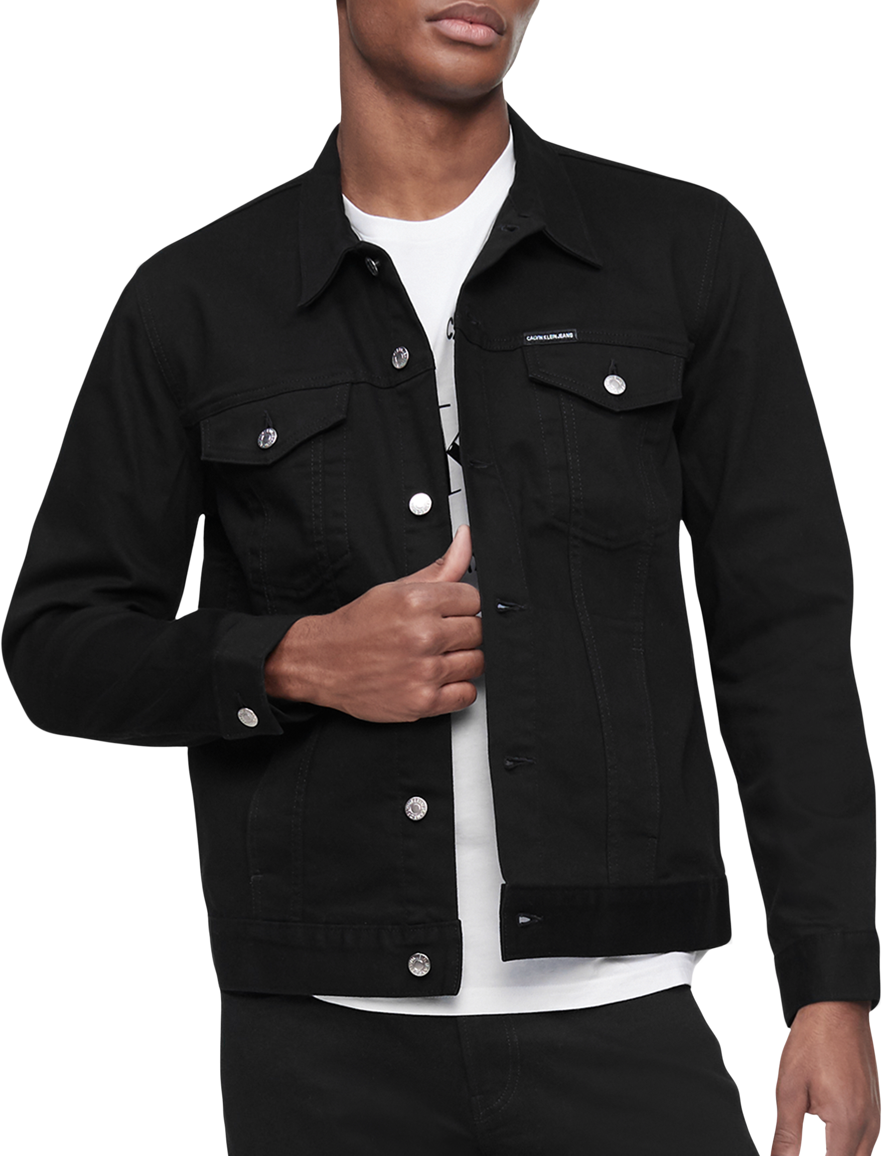 Calvin Klein Modern Fit Essential Trucker Jacket, Black - Men's Sale ...