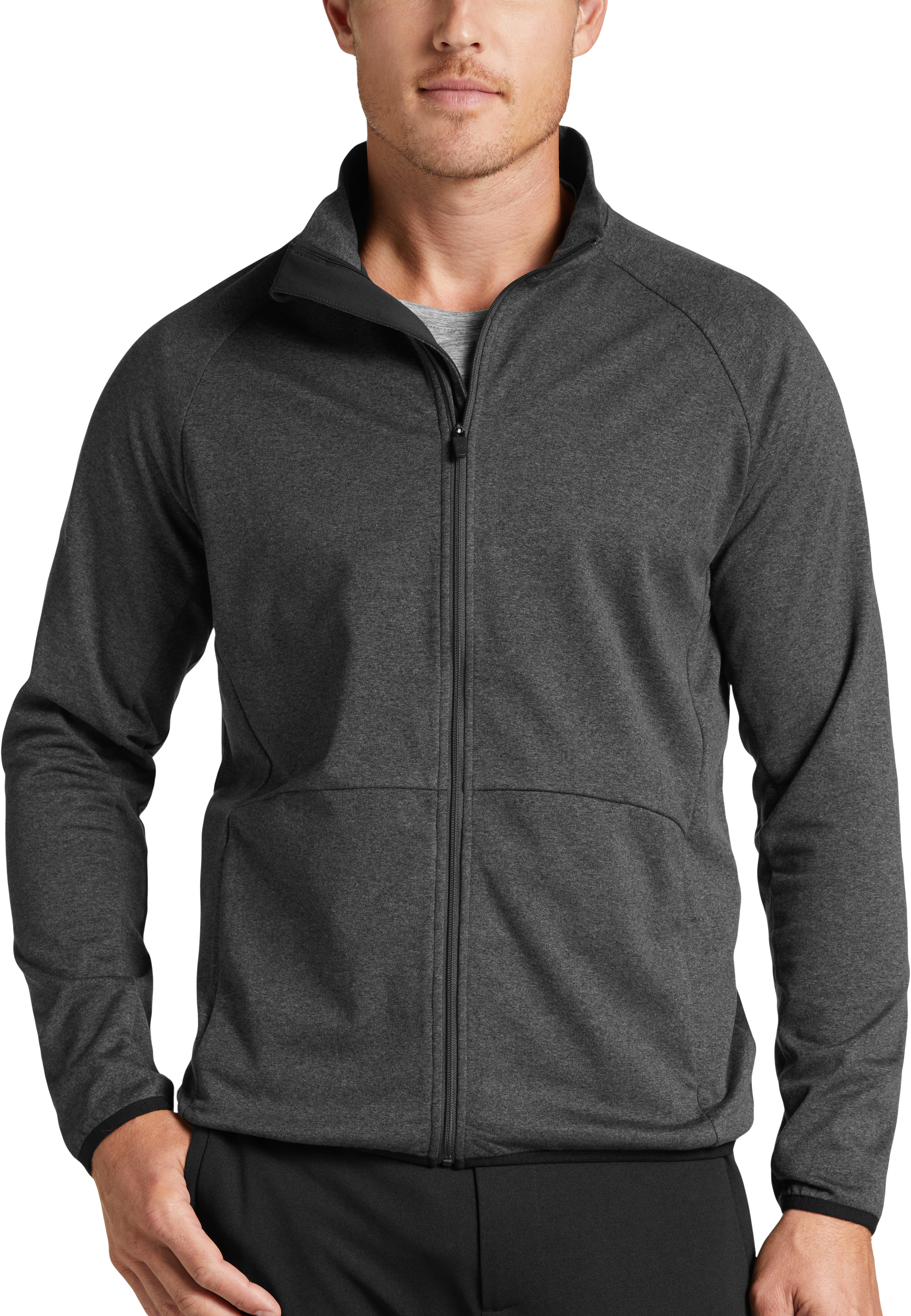 Msx By Michael Strahan Modern Fit Full Zip Fleece Jacket Dark Gray Mens Sweaters Mens 
