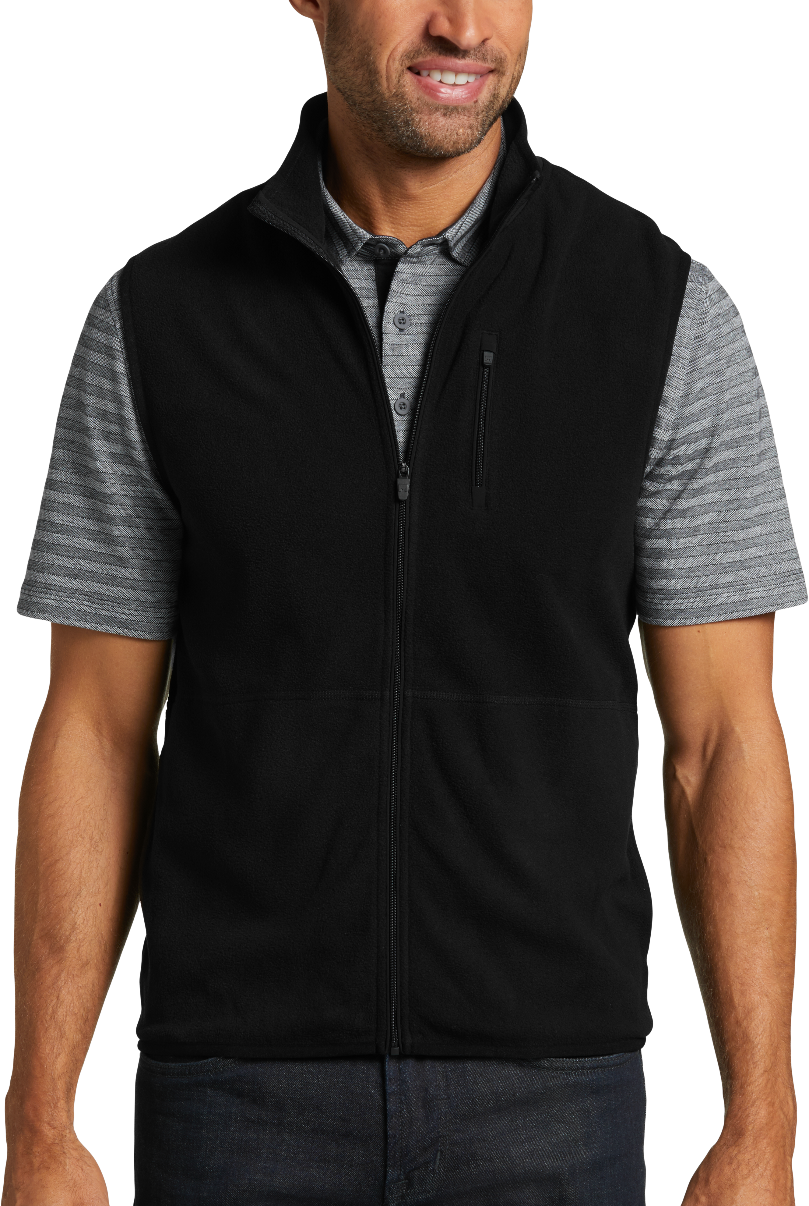 Msx By Michael Strahan Polar Fleece Vest Black Mens Sale Mens 