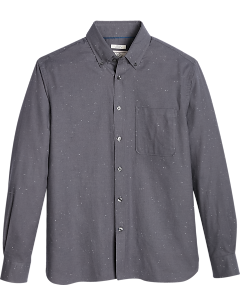 Jos. A. Bank Mens 100% Cotton Button-Down Collar Tailored Fit Sport Shirt (Size: Large in Charcoal)