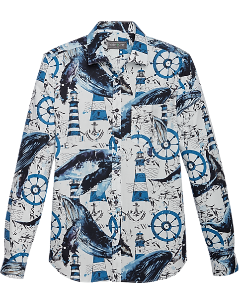 Paisley & Gray Slim Fit Sport Shirt (Size: Big & Tall in Blue Nautical)