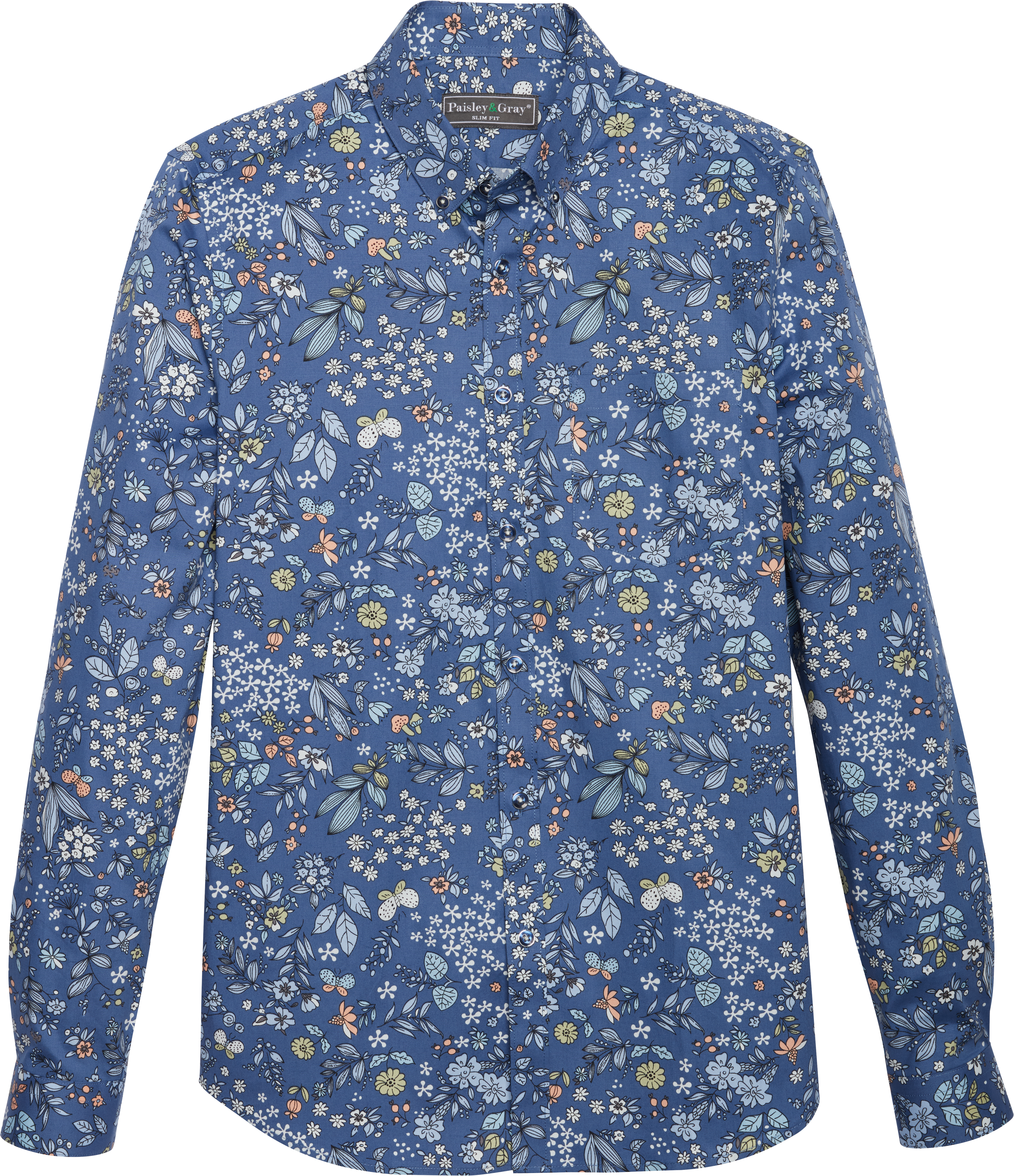hefboom Machtigen Verdorren Paisley & Gray Slim Fit Sport Shirt, Blue Garden - Men's Sale | Men's  Wearhouse
