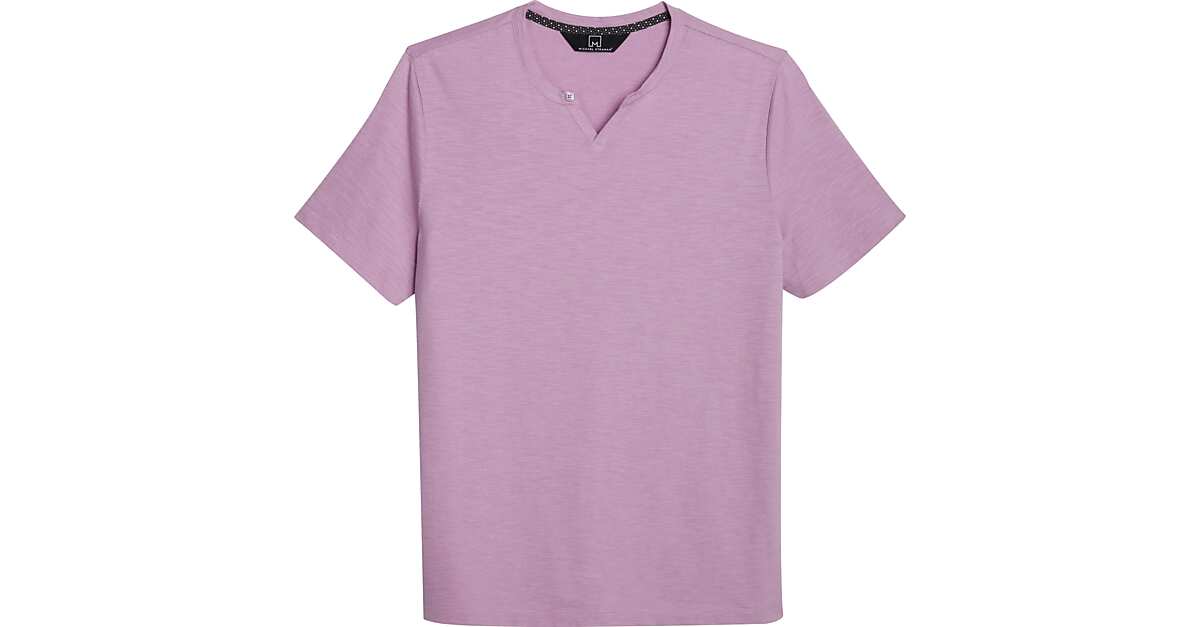 Michael Strahan Modern Fit Split V Neck T Shirt Heathered Lavender Mens Sale Mens Wearhouse 