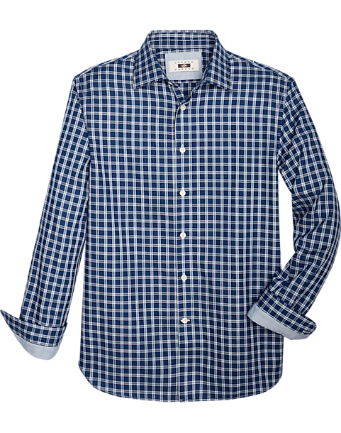 Joseph Abboud Modern Fit Sport Mens Shirt (Size: Large in Navy Grid)