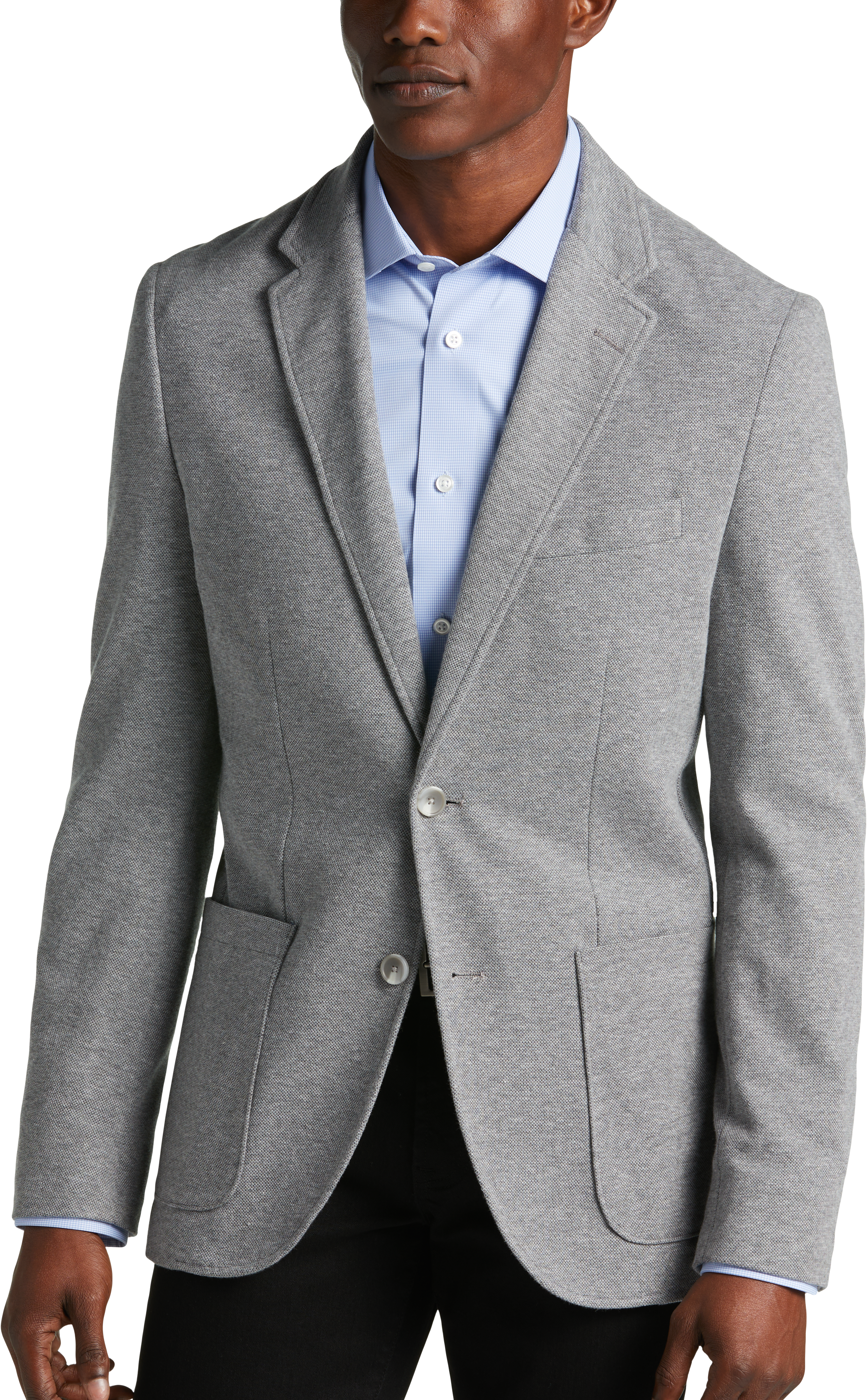 Michael Strahan Modern Fit 2 Button Soft Medium Gray Men's Coats | Men's Wearhouse