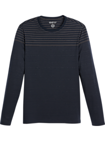 Awearness Kenneth Cole Slim Fit Long Sleeve Crew Neck, Navy Stripe