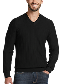 Mens - Awearness Kenneth Cole Slim Fit V-Neck Sweater, Black - Men's Wearhouse