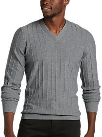 Mens - Awearness Kenneth Cole Slim Fit V-Neck Sweater, Light Gray - Men's Wearhouse