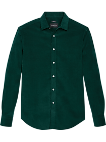Awearness Kenneth Cole Slim Fit Spread Collar Sport Shirt, Dark Green Corduroy