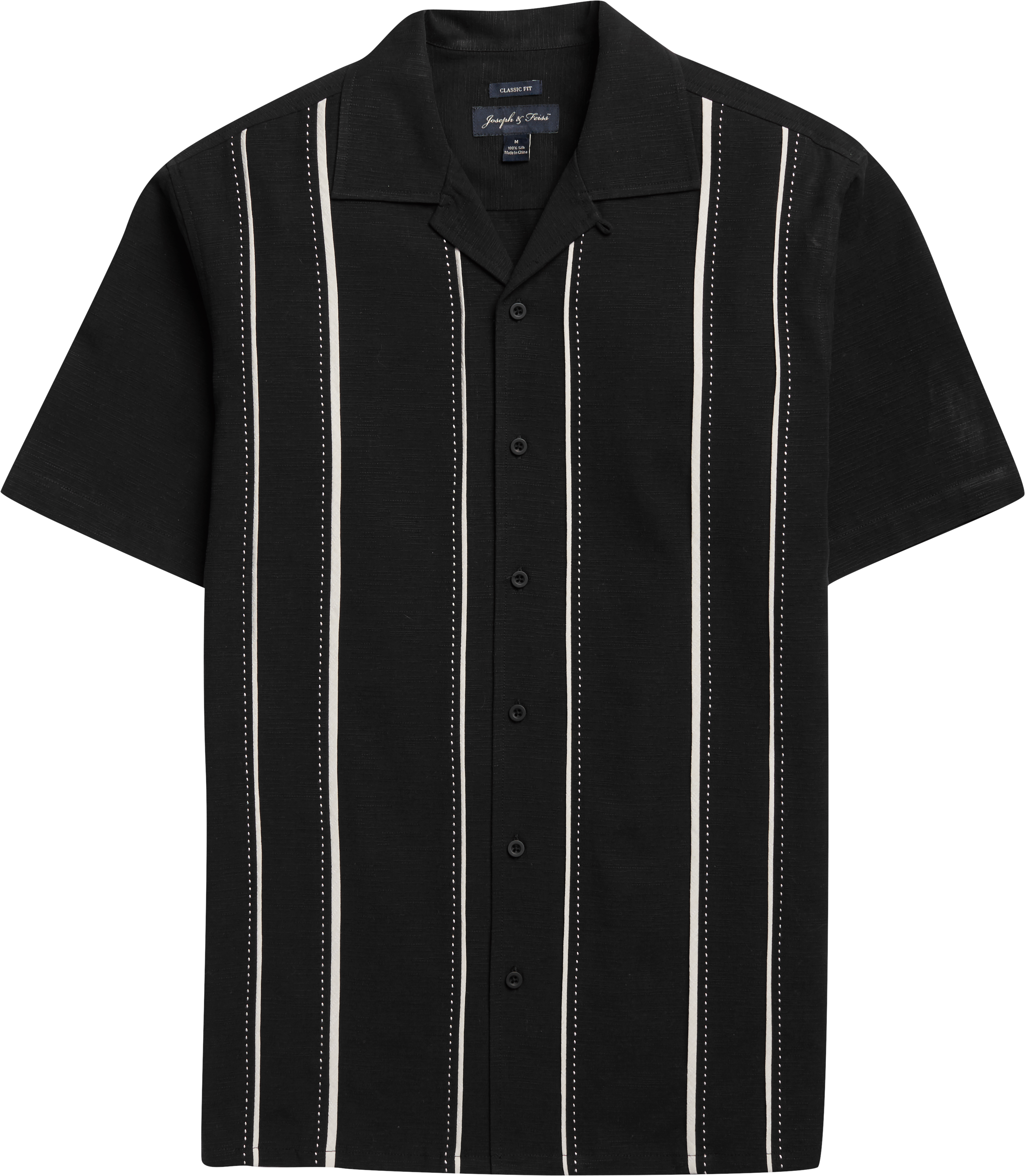 Joseph & Feiss Black & White Camp Shirt - Men's Sale | Men's Wearhouse