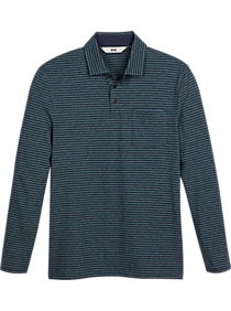 Joseph Abboud Modern Fit Long Sleeve Polo, Blue Stripe