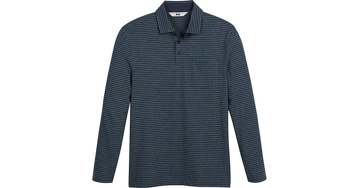 Joseph Abboud Modern Fit Long Sleeve Polo, Blue Stripe - Men's Sale ...