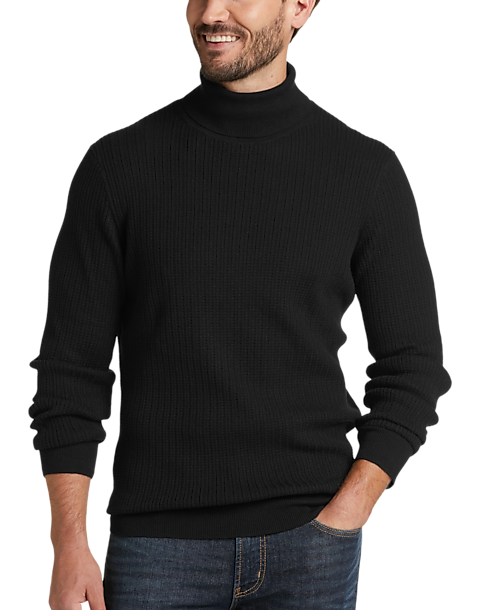 Michael Strahan Modern Fit Textured Turtleneck Sweater, Black - Men's ...