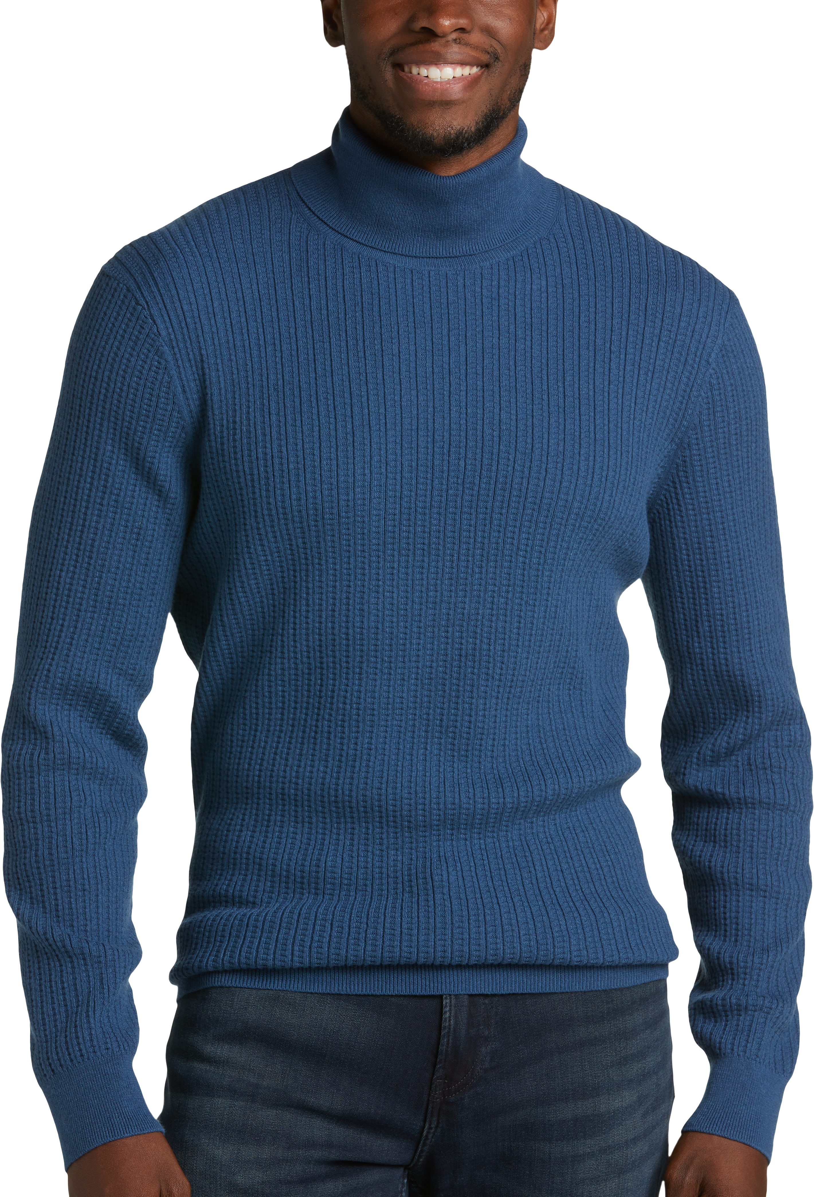 Michael Strahan Modern Fit Textured Turtleneck Sweater, Blue - Men's ...