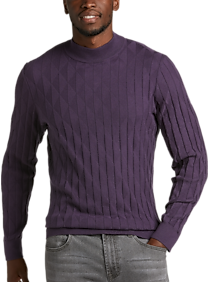 Michael Strahan Modern Fit Textured Mock Neck Sweater, Purple