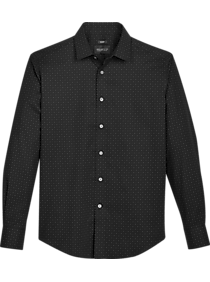 Awearness Kenneth Cole Slim Fit Spread Collar Sport Shirt, Black