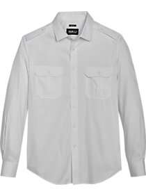 Mens Slim Fit, Shirts - Awearness Kenneth Cole Slim Fit Military Sport Shirt, White - Men's Wearhouse