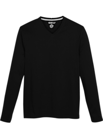 Mens - Awearness Kenneth Cole V-Neck Long Sleeve Knit Shirt, Black - Men's Wearhouse