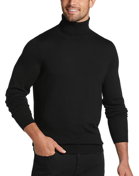 Jos. A. Bank Merino Wool Modern Fit Turtleneck Sweater, Black - Men's ...
