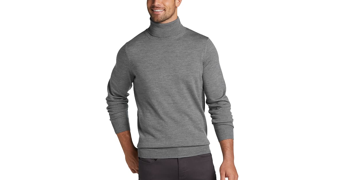 Jos. A. Bank Merino Wool Modern Fit Turtleneck Sweater, Gray - Men's ...