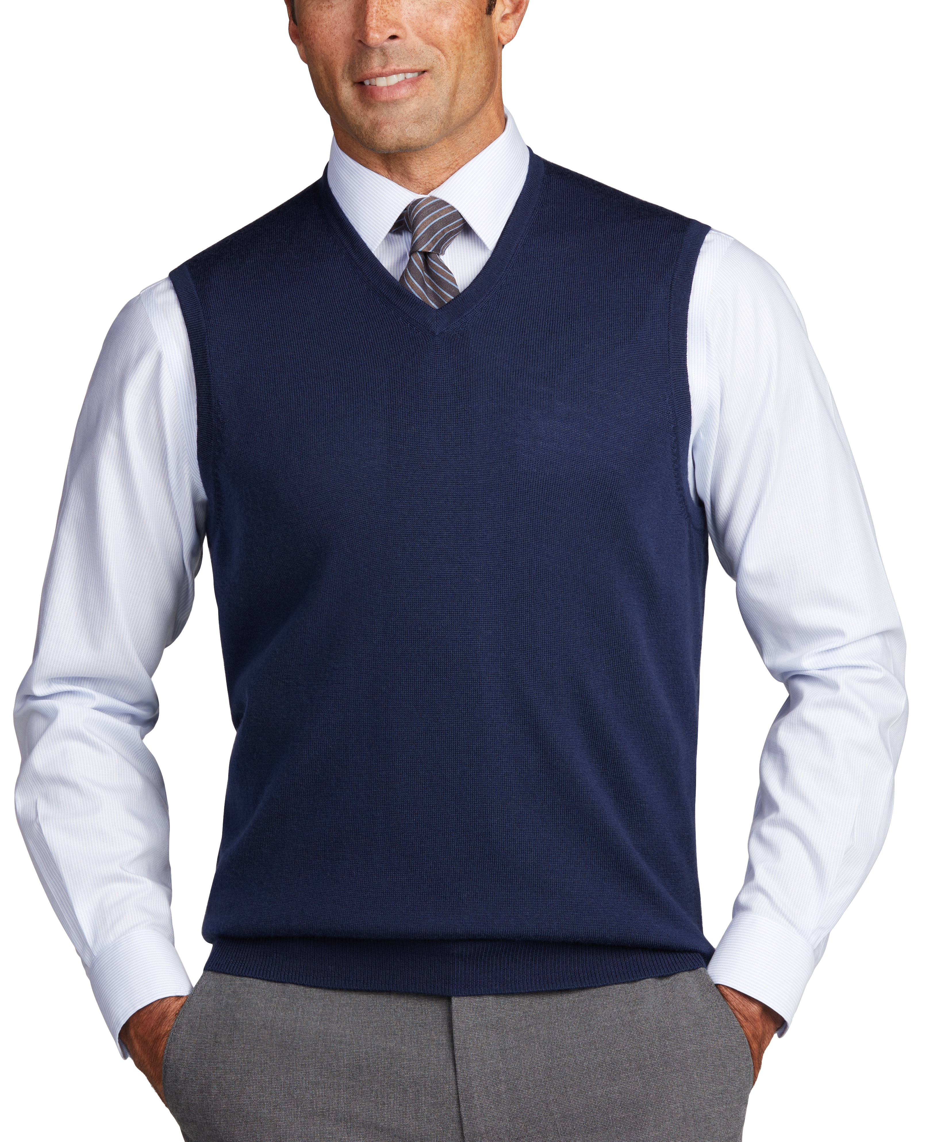 Jos. A. Bank Modern Fit Sweater Vest (Size: Big & Tall in Dark Denim)