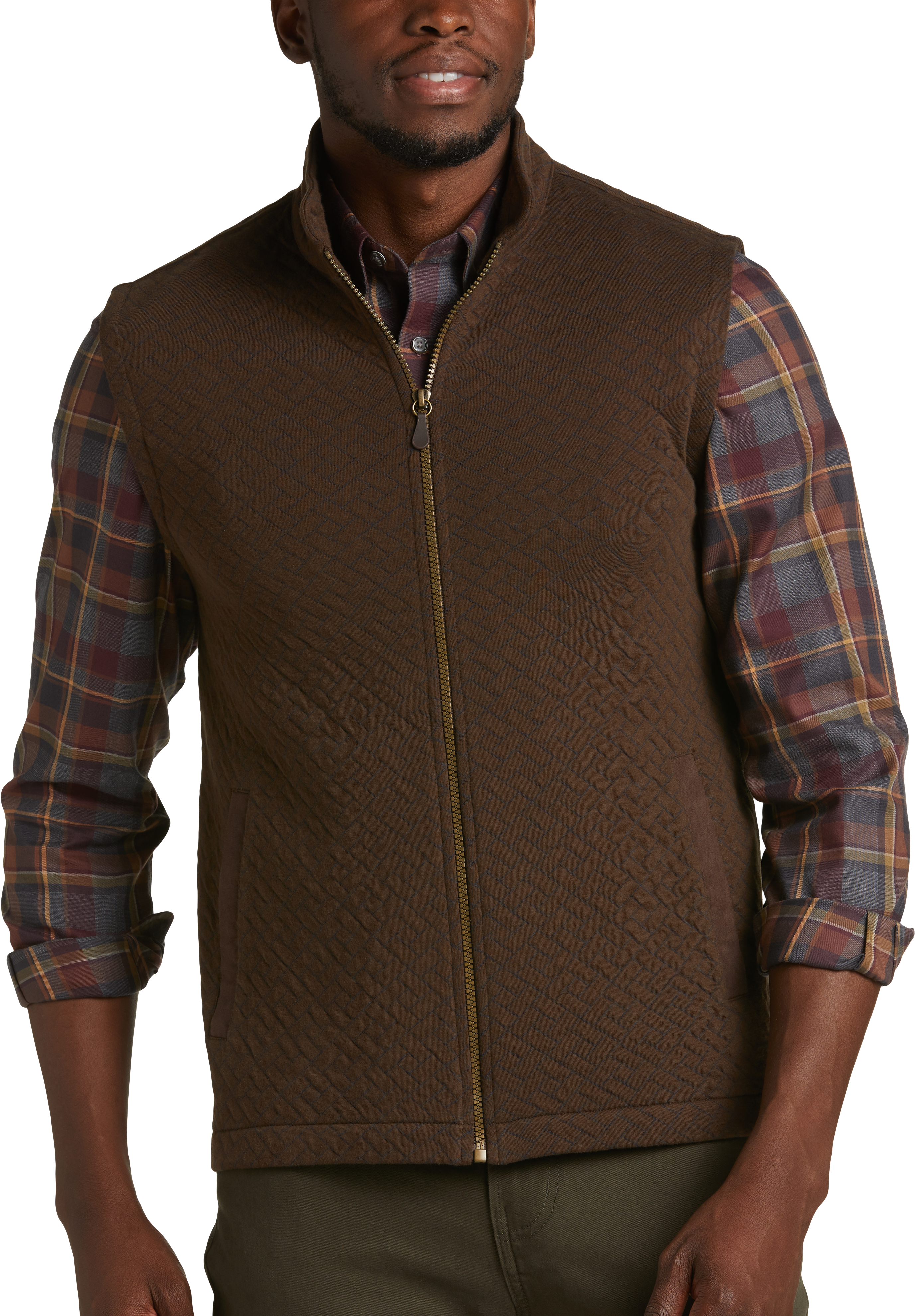 Jos. A. Bank Reserve Collection Classic Fit Full-Zip Vest, Brown - Men's  Sweaters | Men's Wearhouse