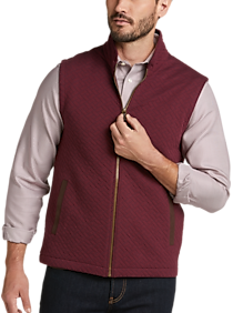 Jos. A. Bank Reserve Collection Classic Fit Full-Zip Vest, Burgundy