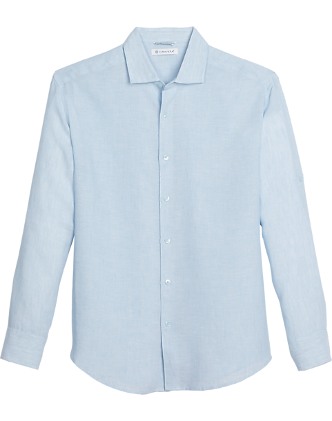 Cubavera Modern Fit Long Sleeve Linen-Blend Shirt, Light Blue - Men's ...
