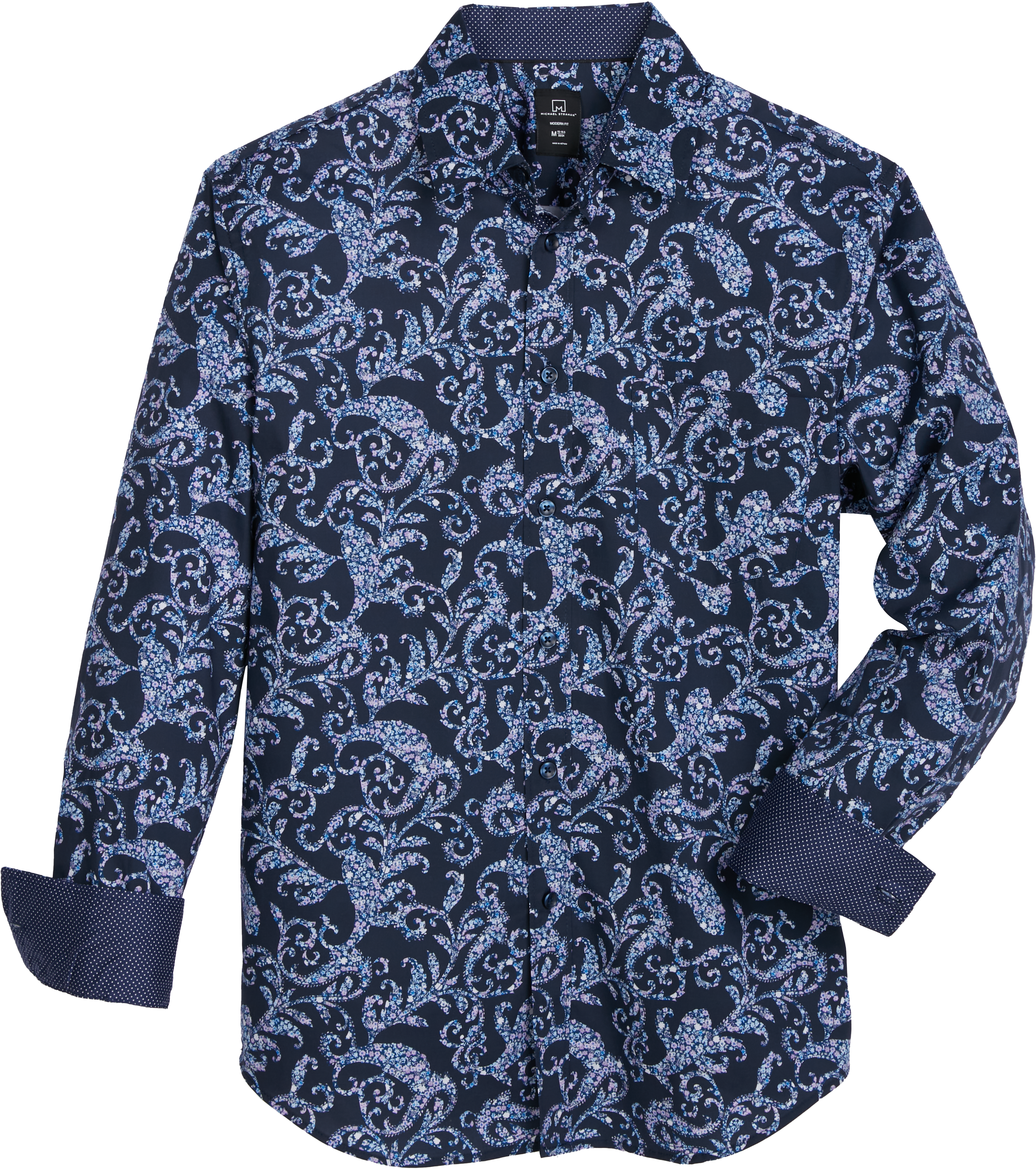 Michael Strahan Modern Fit Spread Collar Sport Shirt Navy Floral Mens Sale Mens Wearhouse 