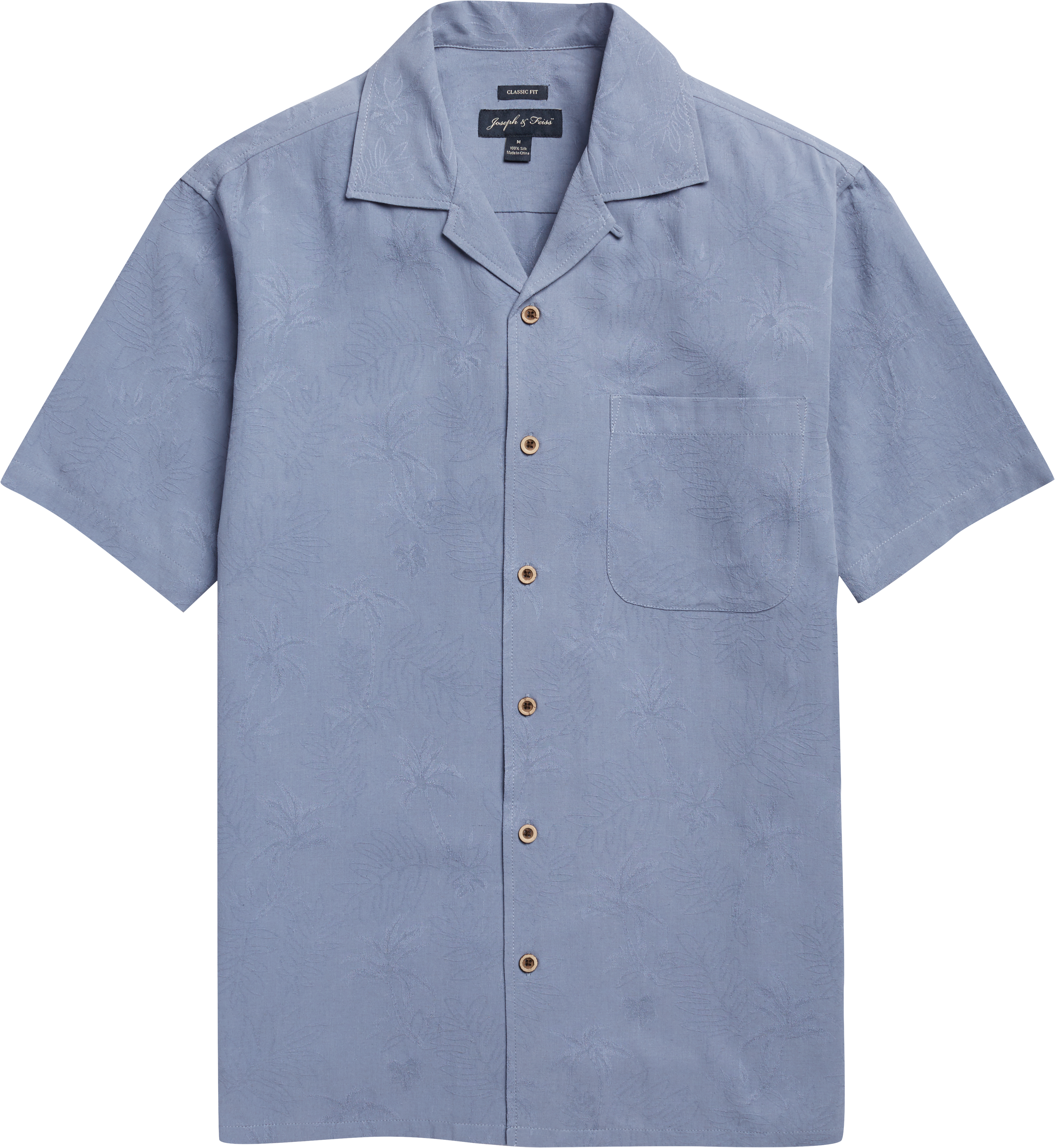 Joseph & Feiss Blue Palm Tree Classic Fit Camp Shirt - Men's Sale | Men ...