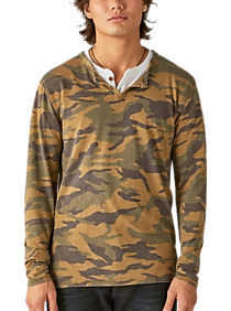 Mens Casual Shirts, Shirts - Lucky Brand Modern Fit Venice Burnout Tee, Camo - Men's Wearhouse