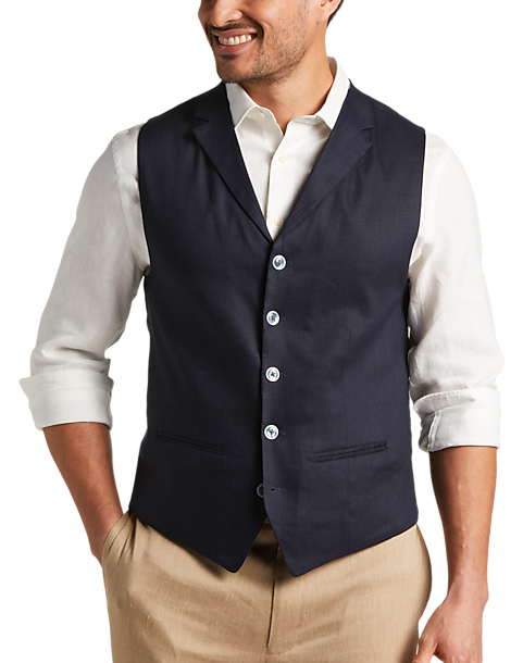 Joseph Abboud Modern Fit Canvas Vest, Navy - Men's Sale | Men's Wearhouse