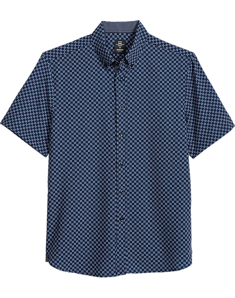 Michael Strahan Modern Fit 4-Way Stretch Short Sleeve Sport Shirt, Navy ...