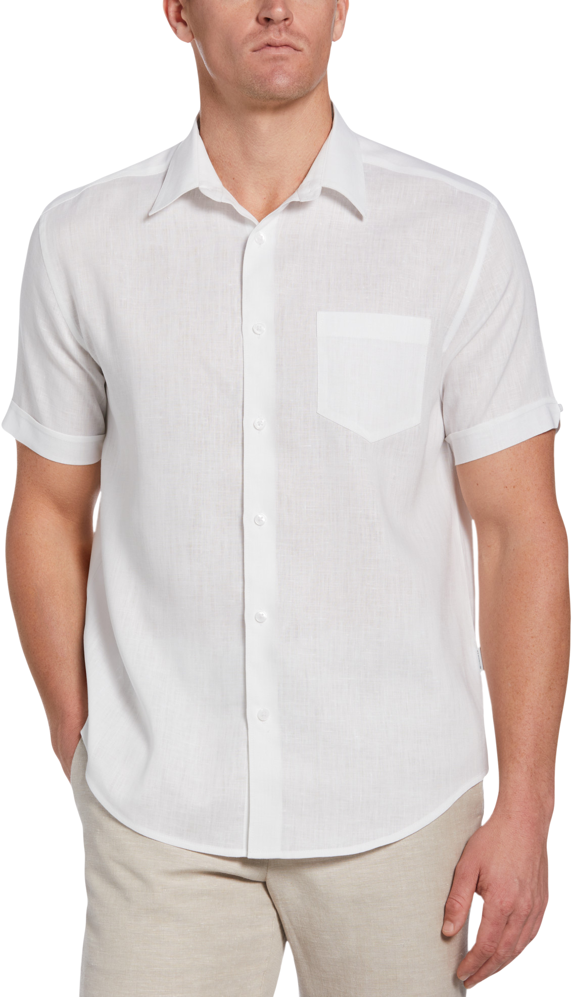 Cubavera Modern Fit TravelSelect Linen Blend Shirt, White - Men's Sale ...