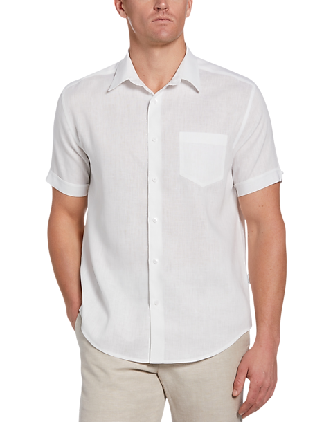 Cubavera Modern Fit TravelSelect Linen Blend Shirt, White - Men's Sale ...