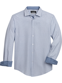 Report Collection Slim Fit Four-Way Stretch Sport Shirt, White Dot