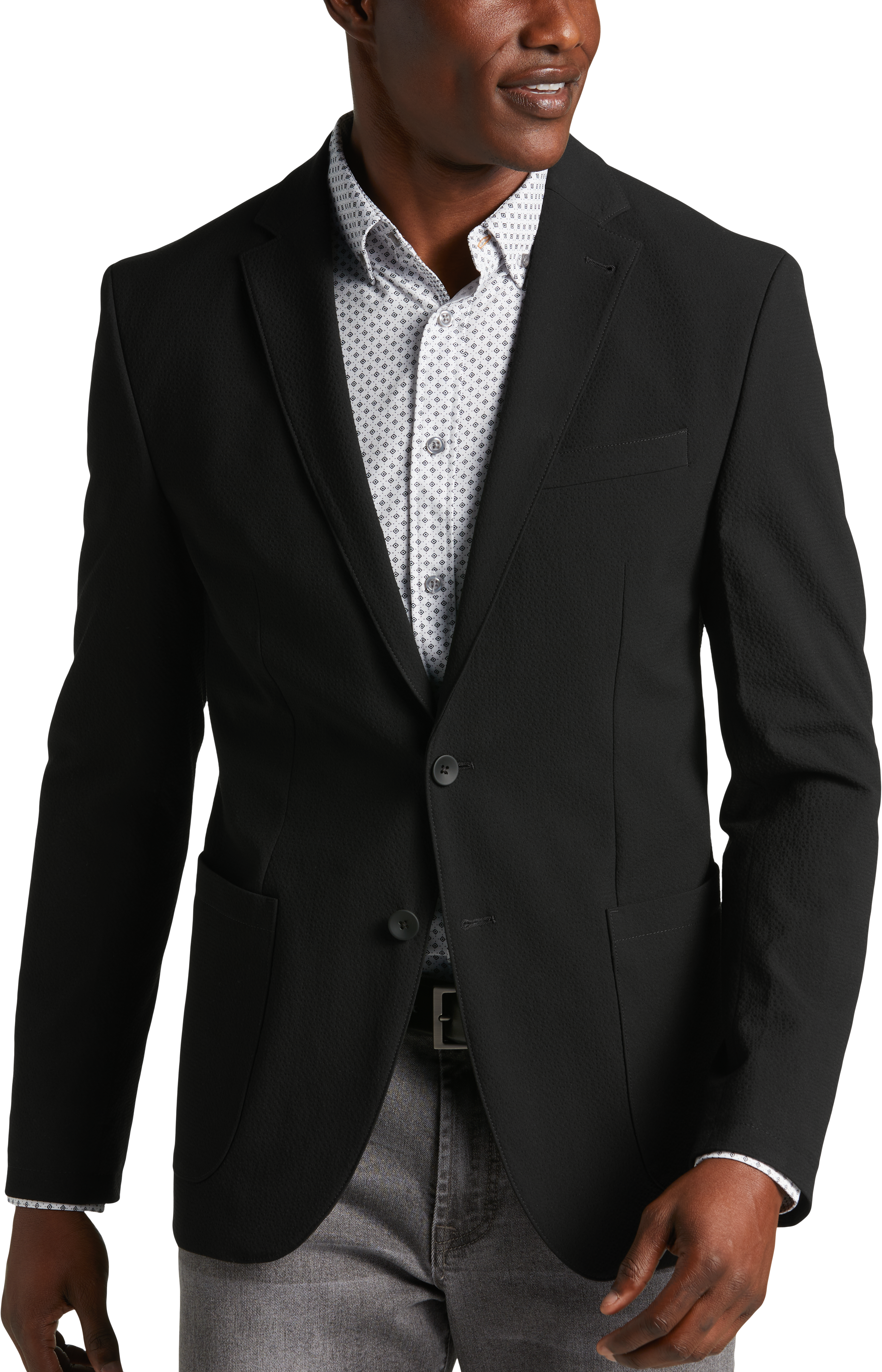 Awearness Kenneth Cole Slim Fit Soft Jacket, Black Seersucker