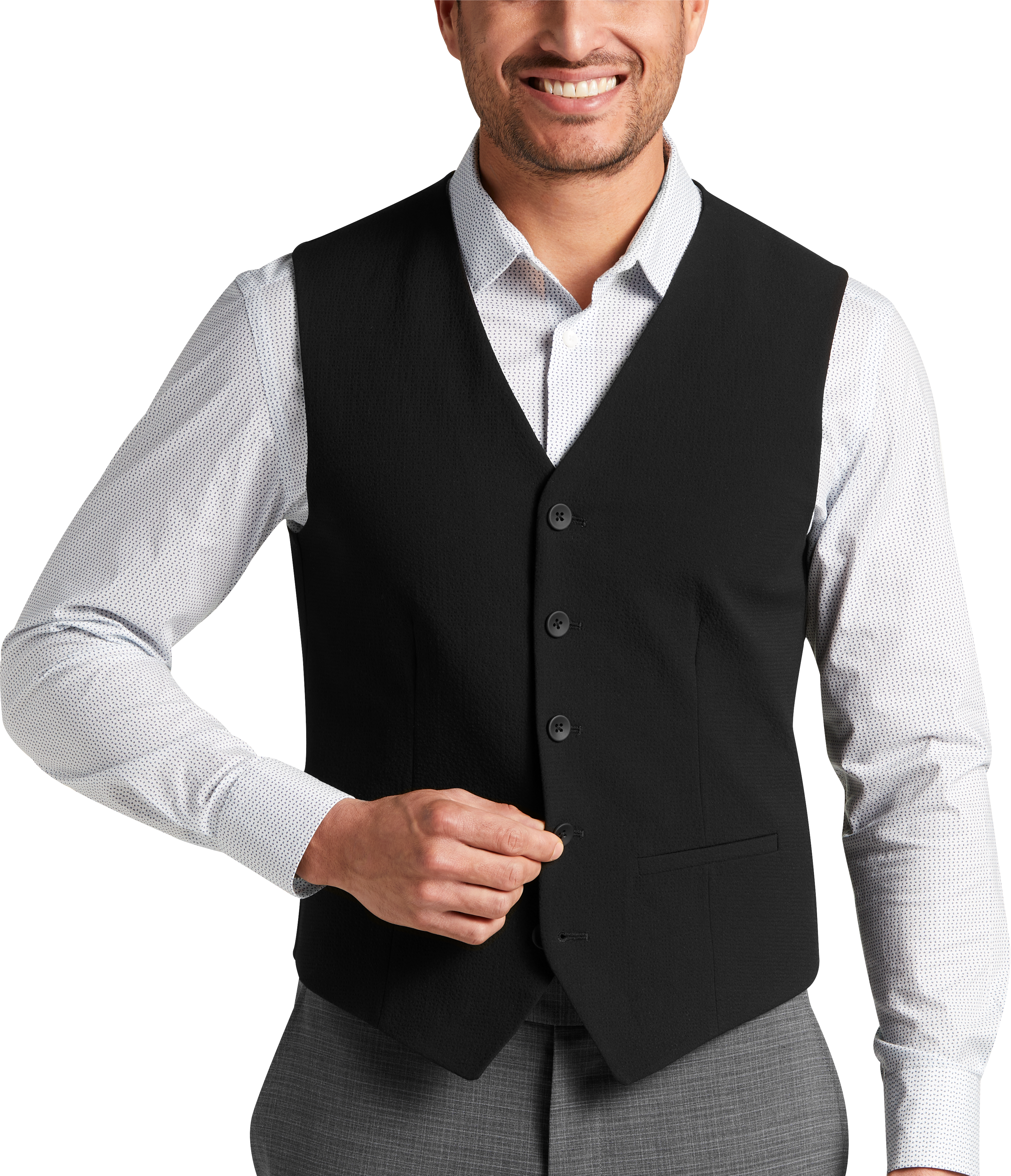 Awearness Kenneth Cole Slim Fit Vest, Black Seersucker